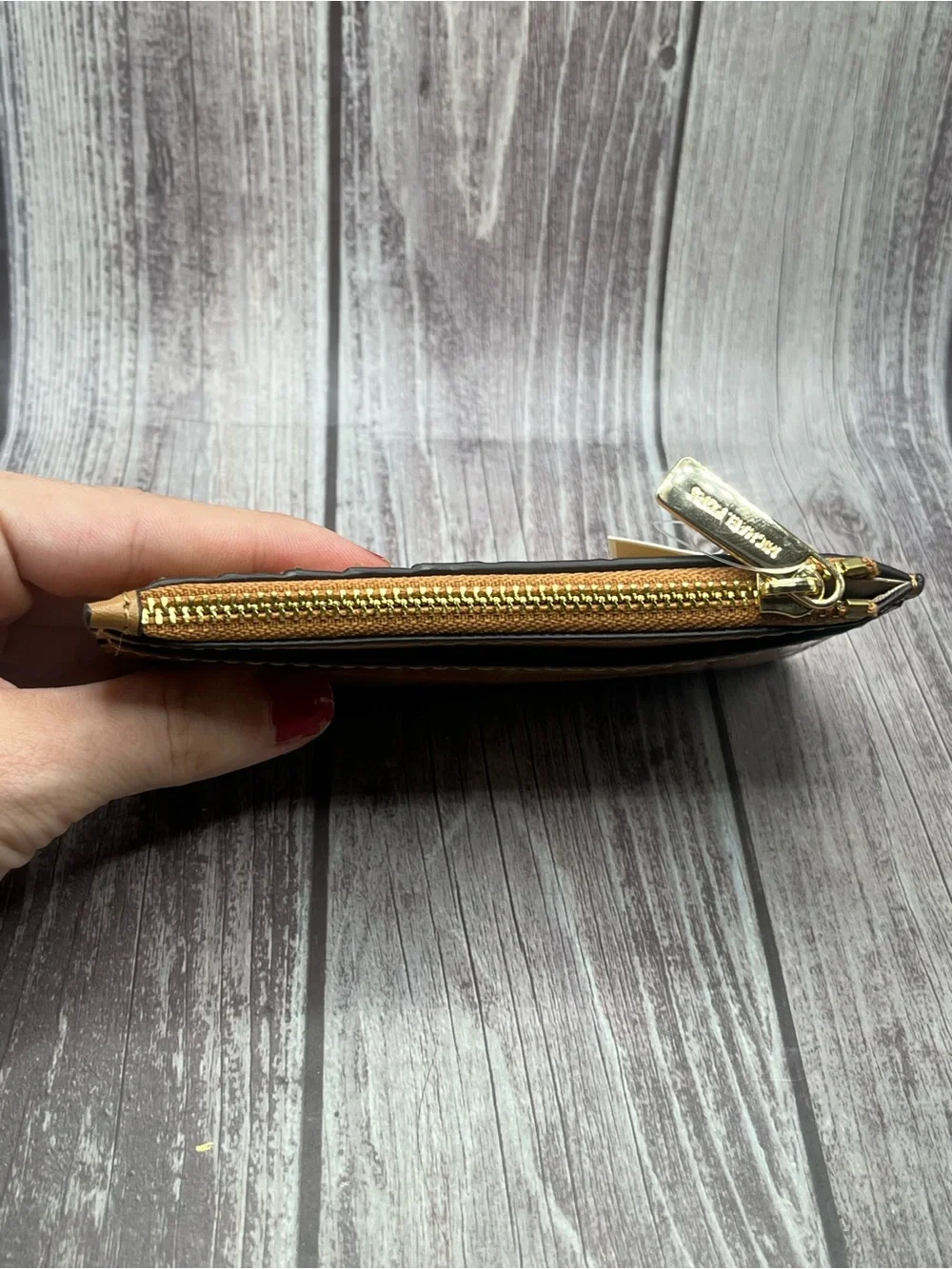 NWT MICHAEL KORS Jet Set Travel Croc Leather Zip Card Case Wallet - Camel/ Deer